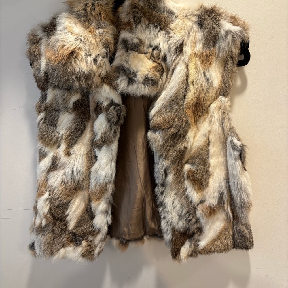 Genuine Fur Vest in Tan and Cream